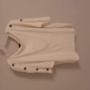 Cream button sleeve top